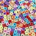 Colorful cube acrylic letter beads for DIY jewelry making and kids crafts - Square Colorful with Black Letters / 100 Pieces/Pack (6x6mm)