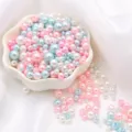 Mix of macaron pearl beads in white pink and blue for DIY jewelry making and crafts - Crystal Love Series