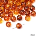 Retro 10mm amber acrylic beads with golden star engraving for DIY jewelry making - Star Round Style (BSD618)