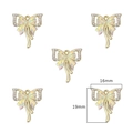 Ethereal aurora yellow bow pendant with small crystals and ribbon design, 16mm x 19mm - Ribbon Bowknot / 2 Pcs/Set / Gold