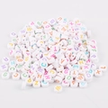 Perline alfabetiche rotonde bianche in acrilico con lettere colorate per gioielli fai da te - Bianco con lettere colorate
