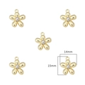 Two-tone 14x15mm flower charms with gold petals and silver core for DIY jewelry - Five-Petal Flower / 2 Pcs/Set / Gold