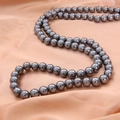 Fil de perles de verre rondes gris anthracite avec un éclat métallique pour bijoux DIY - Gris foncé
