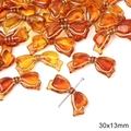 Amber acrylic bow bead with gold trim for DIY jewelry making, size 30x13mm - Bowknot Style (BSD618)