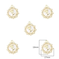 5pcs set of 19mm gold rose pendants with white enamel, pearls, and crystals - White Tulip / 2 Pcs/Set / Gold