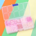 Caja de 10 compartimentos con cuentas y lentejuelas rosas para joyería DIY - Rosa