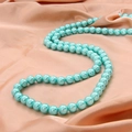 Perles d'imitation rondes bleu clair brillantes sur soie pour la création de bijoux - Bleu lac