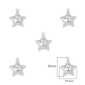 Set of five silver star charms with rhinestones for DIY jewelry 19mm x 17mm - Pentagram / 2 Pcs/Set / Silver