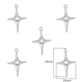 Set of five silver star charms with moonstone inlay for DIY jewelry making 29x20mm - Large Star / 2 Pcs/Set / Silver