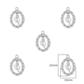 5Pcs silver tulip oval charms 22x16mm for DIY jewelry making earrings bracelets - Hollow Tulip / 2 Pcs/Set / Silver