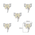 Silver bow pendant with rhinestones and holographic finish for DIY jewelry 16x19mm - Ribbon Bowknot / 2 Pcs/Set / Silver