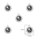 DIY alloy rose pendant with black enamel, pearls, and rhinestones, 19mm size - Black Tulip / 2 Pcs/Set / Silver