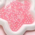 Pink translucent acrylic alphabet beads with white letters for DIY jewelry making - Square Pink with White Letters / 100 Pieces/Pack (6x6mm)