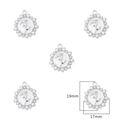 Silver rose pendant with white enamel and pearls, 19mm DIY jewelry charm - White Tulip / 2 Pcs/Set / Silver