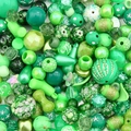 Green mixed acrylic DIY beads set for handmade necklace jewelry crafting with star shapes - Random Mix (30g Pack) / Dark Green