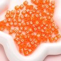 Orange acrylic alphabet cube beads with white letters for DIY handmade jewelry crafting - Square Orange Red with White Letters / 100 Pieces/Pack (6x6mm)