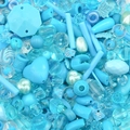 Blue DIY jewelry making beads set with heart and flower shapes in vintage Baroque style - Random Mix (30g Pack) / Lake Blue