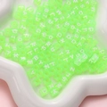 Neon green acrylic cube letter beads for DIY jewelry making in a star dish - Square Green with White Letters / 100 Pieces/Pack (6x6mm)