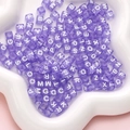 Transparent purple acrylic alphabet cube beads for DIY jewelry making sets - Square Purple with White Letters / 100 Pieces/Pack (6x6mm)