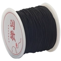 Cordino elastico nero in poliestere per creazione gioielli fai da te su spola - Spessore 0,8 mm Circa 45 m/Rotolo / Nero