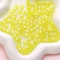 Translucent yellow acrylic cube beads with white letters for DIY jewelry making - Square Yellow with White Letters / 100 Pieces/Pack (6x6mm)