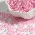 2-4mm pink glass seed beads with matte finish for DIY jewelry making in petal bowl - Pink