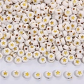 Perline tonde in acrilico bianco con motivo a stella dorata per gioielli fai-da-te - Bianco Solido + Stella Oro