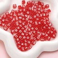 Acrylic square alphabet beads with white letters on red base for DIY jewelry making - Square Transparent Red with White Letters / 100 Pieces/Pack (6x6mm)