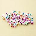DIY colorful heart-patterned white acrylic square cube beads for jewelry making - Square White with Colorful Hearts / 100 Pieces/Pack (6x6mm)