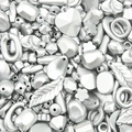 DIY acrylic baroque style silver beads collection with heart, leaf and flower shapes - Random Mix (30g Pack) / Matte Silver Series