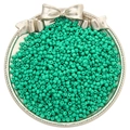 Mint green glass seed beads for DIY jewelry making in a silver decorative tray - Emerald Green