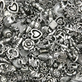 Mix of antique silver DIY charms with hearts, keys and various vintage shapes - Random Mix (30g Pack) / Ancient Silver Series