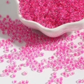 DIY jewelry 2-4mm glass seed beads in vibrant transparent rose pink color finish - Fluorescent Pink