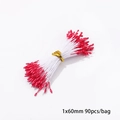 Leuchtend rosarote künstliche Blütenstempel für DIY-Blumenhandwerk 90er Packung - 1mm x 60mm / Perlmutt Staubblatt Stil 01