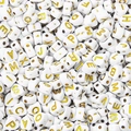 Perline alfabetiche in acrilico bianco con lettere oro per braccialetti fai-da-te e gioielli - A forma di cuore bianco con lettere oro