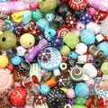 Rainbow vintage mixed beads for DIY jewelry with floral patterns and colorful finish - Random Mix (30g Pack) / Gold Painted Series