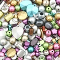 DIY jewelry making kit featuring vintage acrylic beads in star, heart and pearl shapes - Random Mix (30g Pack) / Dull Color Series