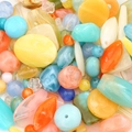 DIY mix of colorful acrylic macaron beads with marble textures for handmade jewelry crafts - Random Mix (30g Pack) / Jelly Colors