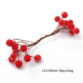 Frosted red artificial berries 12x130mm for DIY floral crafts 10 pieces per bag - Style 07 Frosted Berry / 12mm x 130mm (10 Pieces/Pack) / Red