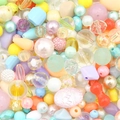 Assorted Baroque style acrylic DIY beads set in pastel macaron colors for jewelry making - Random Mix (30g Pack) / Transparent Spring Series