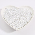 Spherical white faux pearls in a heart-shaped ceramic dish for jewelry making and DIY crafts - 半孔(14mm) / 500g/Pack (Approx. 340 Pcs) / White