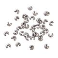 Silberfarbene 14K Gold-Filled C-Förmige Quetschperlen-Abdeckungen für DIY-Schmuck - Außendurchmesser 5mm (10 Stück/Packung) / Weißgold plattiert