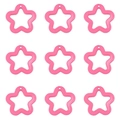 Close-up of nine pink star-shaped acrylic beads with hanging holes for DIY jewelry - 20Pcs/Pack / Watermelon red