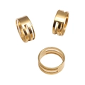 Gold-plated triple-band cutout minimalist ring shown from multiple viewing angles - Inner Diameter 17mm Outer Diameter 19mm Gold Color 1 Piece/pack