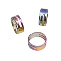 Rainbow plated stainless steel double-layered hollow rings set with aurora finish - Inner Diameter 17mm Outer Diameter 19mm Colored 1 Piece/pack