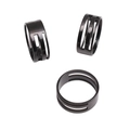 Three-piece set of glossy black stainless steel rings with minimalist triple-stripe design - Inner Diameter 17mm Outer Diameter 19mm Black 1 Piece/pack