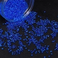 Royal blue tiny glass bubble beads for DIY jewelry and nail art in a clear plastic jar - 2-3.5mm Diameter (450g/Pack) / Sapphire Blue