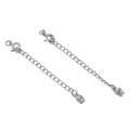 Silver extension chain with spring ring clasp and tulip pendant for DIY jewelry - Smooth Flower Bud Style / White Gold Plated