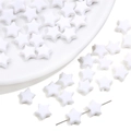 Perline bianche in acrilico a forma di stella per gioielli fai-da-te con fori - 50 Pezzi (10mm) / Bianco