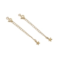 Golden star extender chain with spring ring clasp for DIY jewelry making and necklace crafts - Large Star Style / 14k Gold Plating